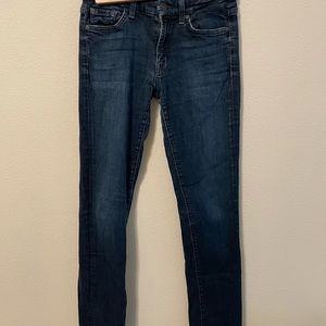 7 For All Mankind Skinny Jeans Size 27 Womens Mid Rise Blue Denim Stretch Casual